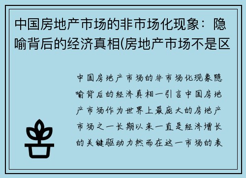 中国房地产市场的非市场化现象：隐喻背后的经济真相(房地产市场不是区域性市场)