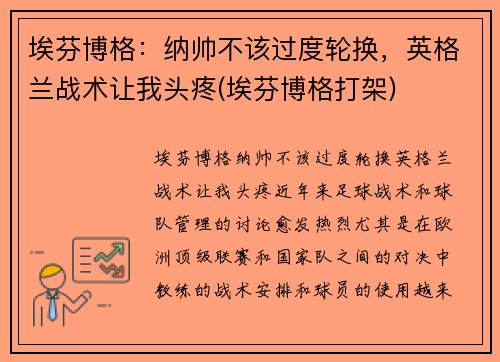 埃芬博格：纳帅不该过度轮换，英格兰战术让我头疼(埃芬博格打架)
